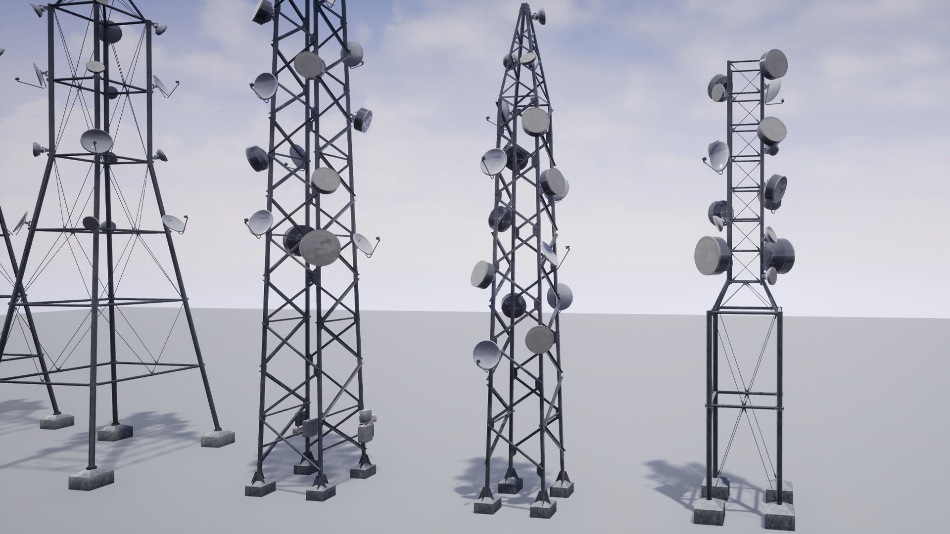 Cellular  TV  Radio  Antenna towers Low-poly 3D model_7