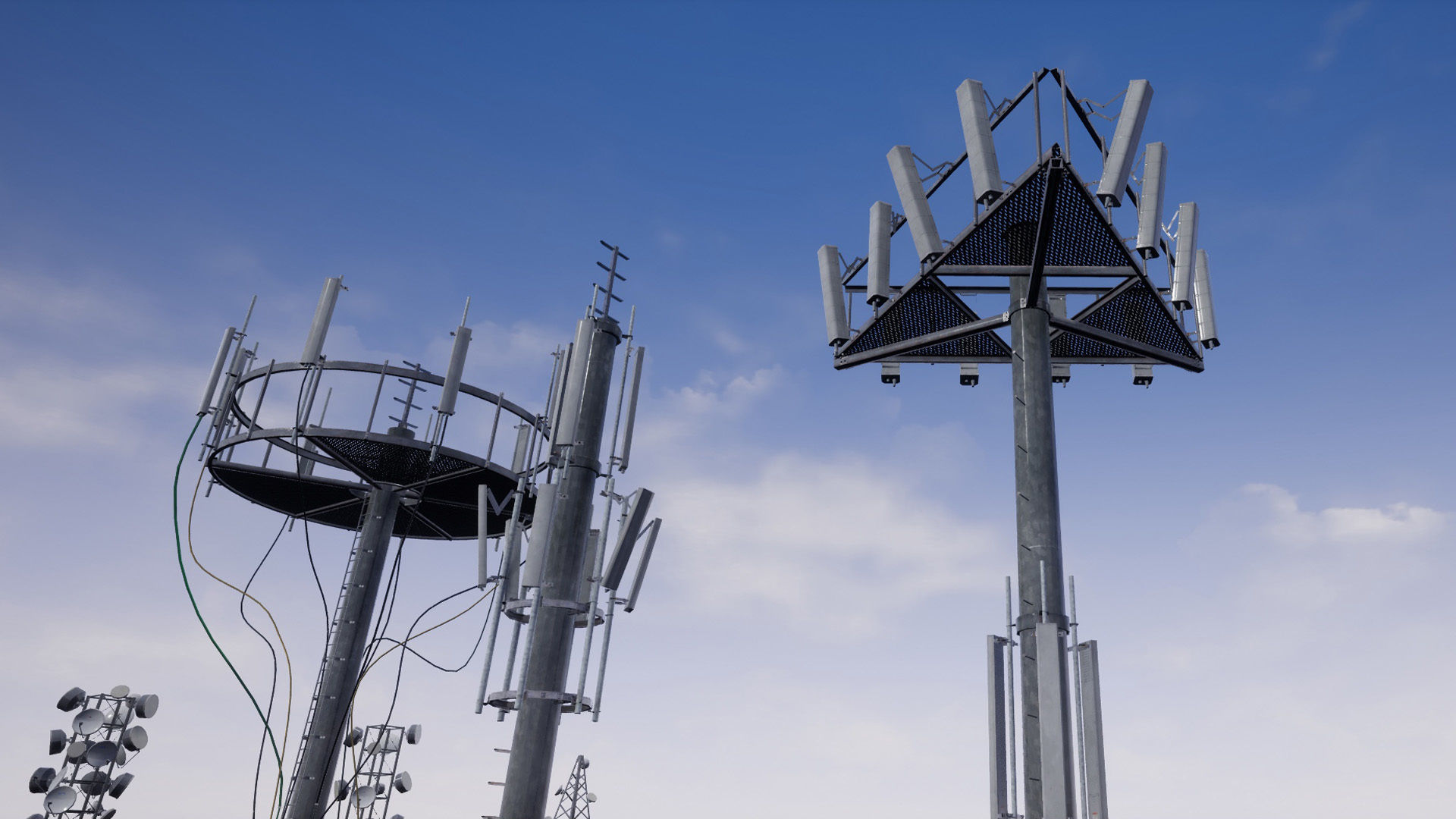 Cellular  TV  Radio  Antenna towers Low-poly 3D model_19