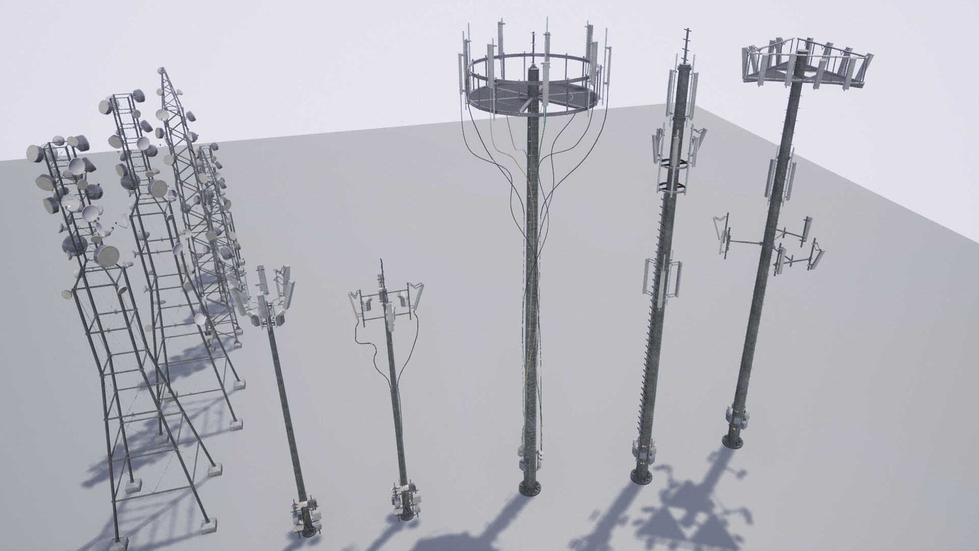 Cellular  TV  Radio  Antenna towers Low-poly 3D model_6