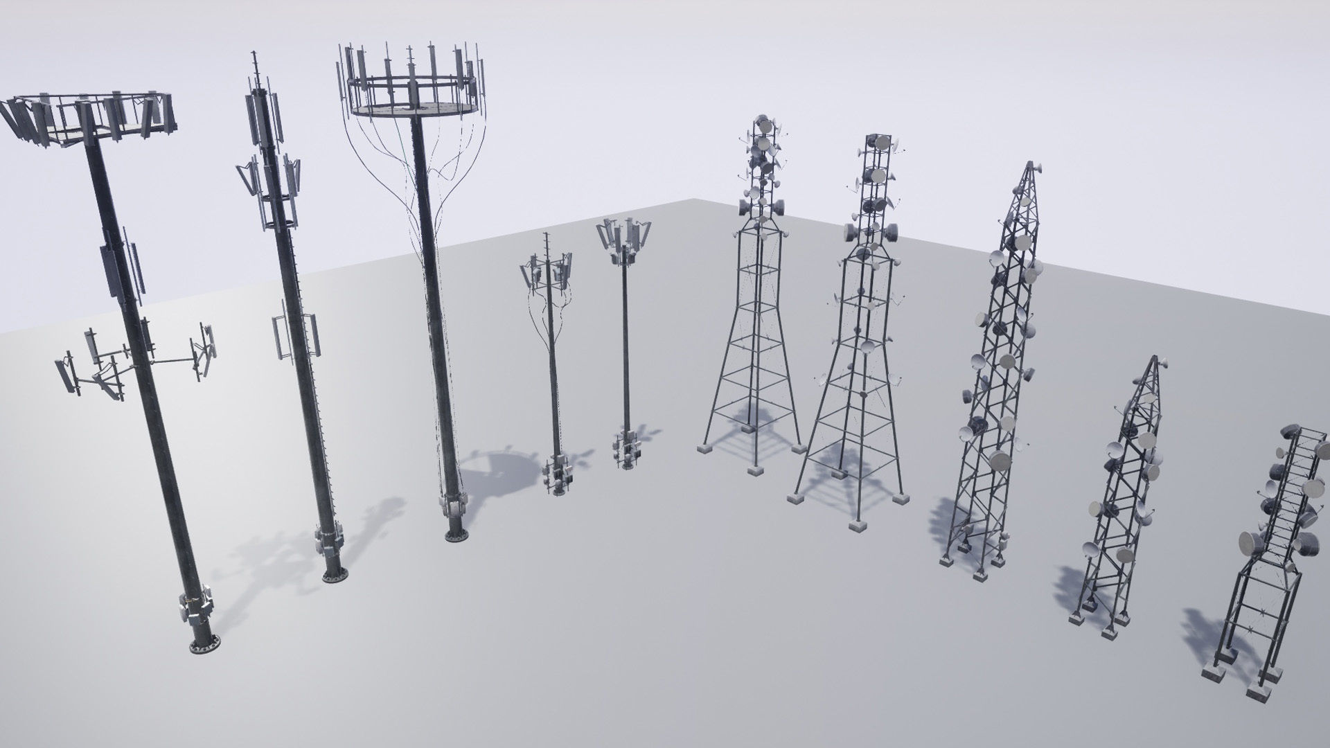 Cellular  TV  Radio  Antenna towers Low-poly 3D model_5