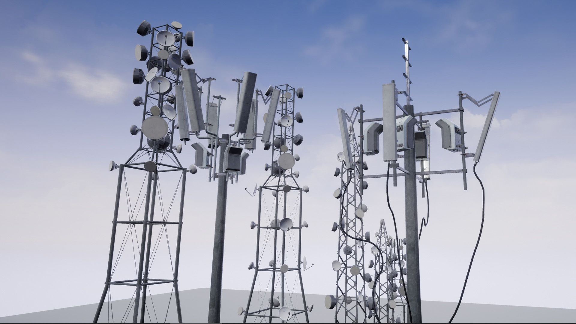 Cellular  TV  Radio  Antenna towers Low-poly 3D model_8