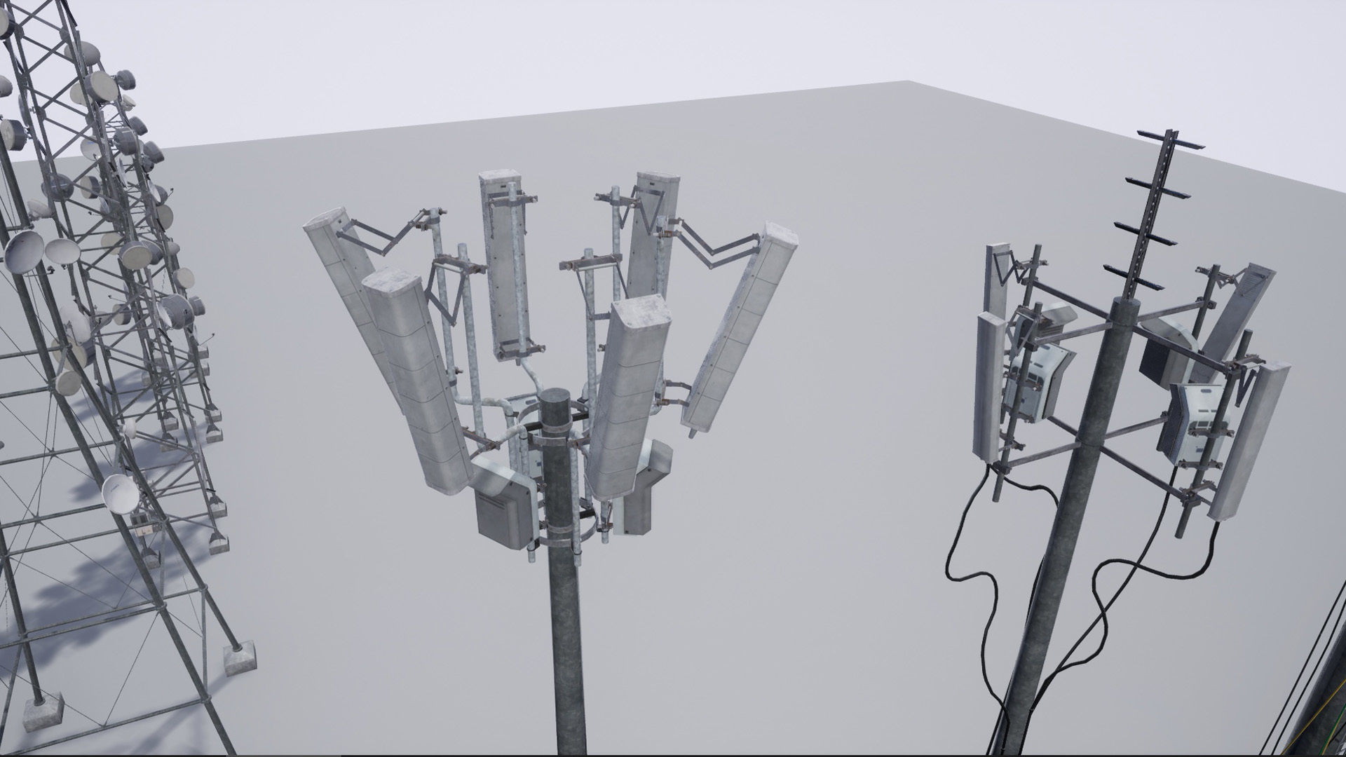 Cellular  TV  Radio  Antenna towers Low-poly 3D model_15