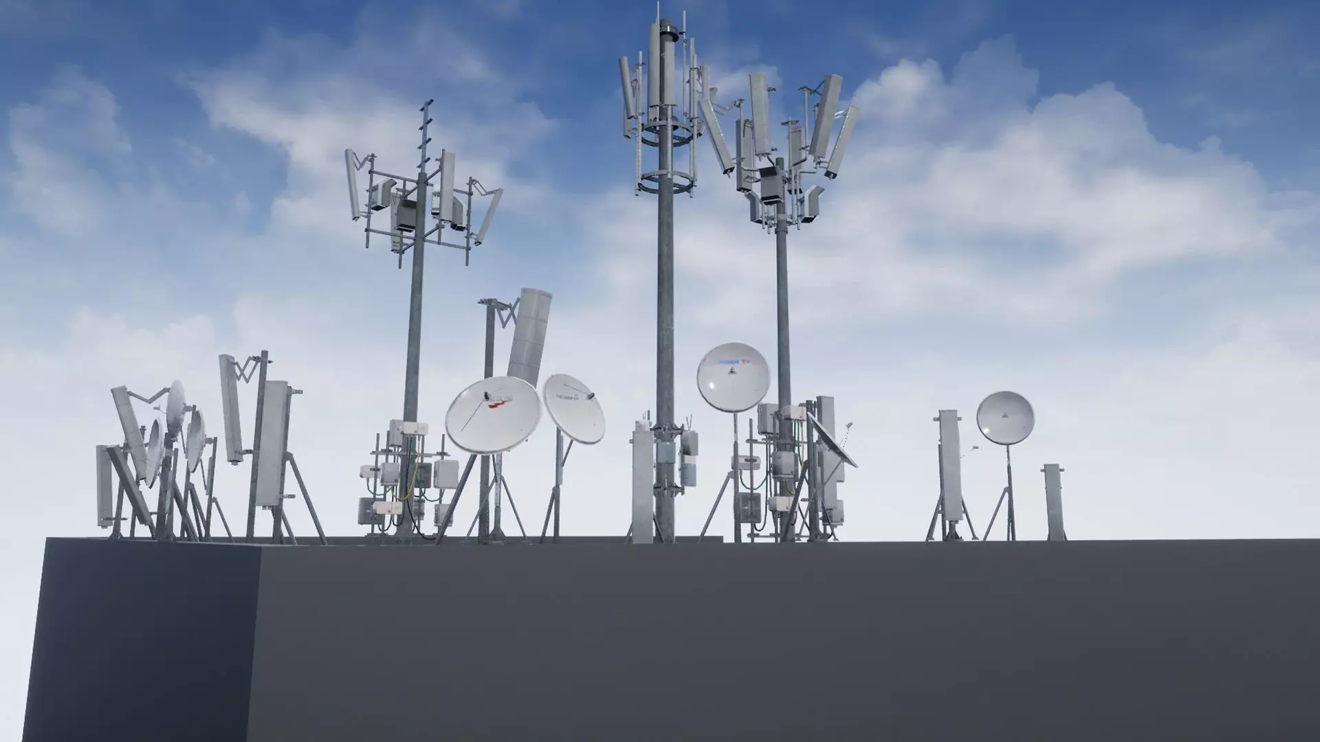 Cellular  TV  Radio  Antenna towers Low-poly 3D model_0
