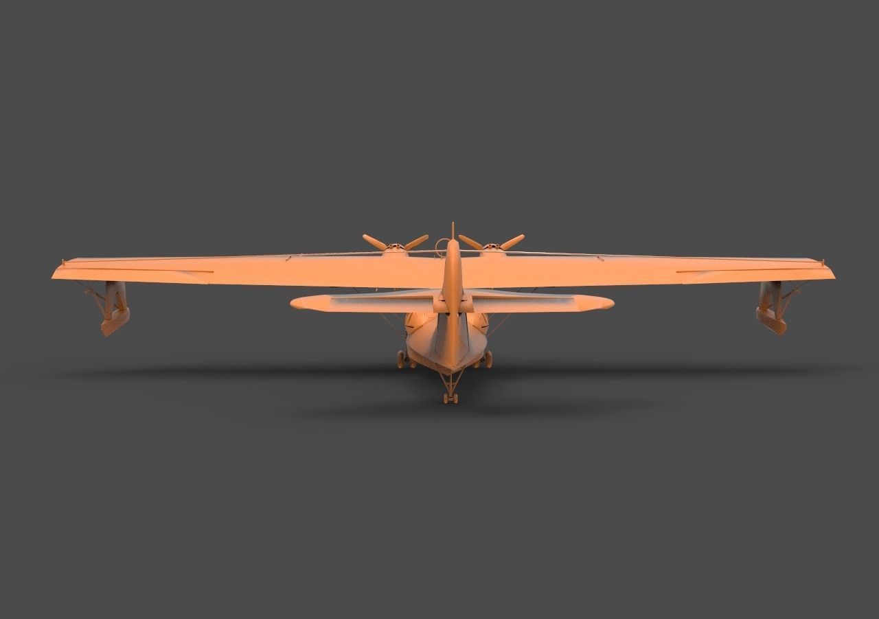 PBY-5A orange propeller plane 3D print model_5