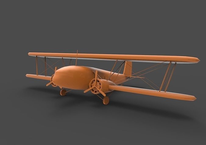 Curtiss-Wright orange biplane 3D print model