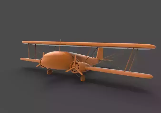 Curtiss-Wright orange biplane 3D print model
