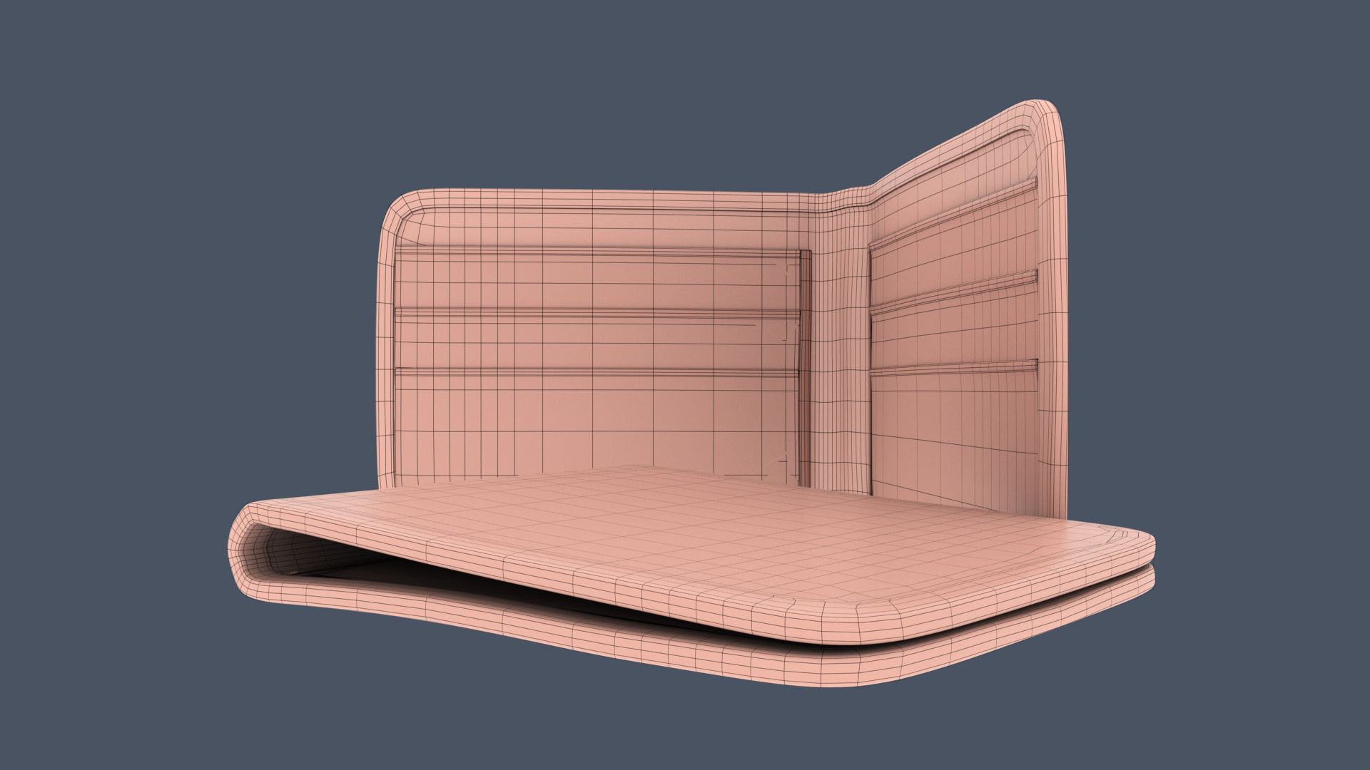 Wallet tan leather bifold 3D model_5