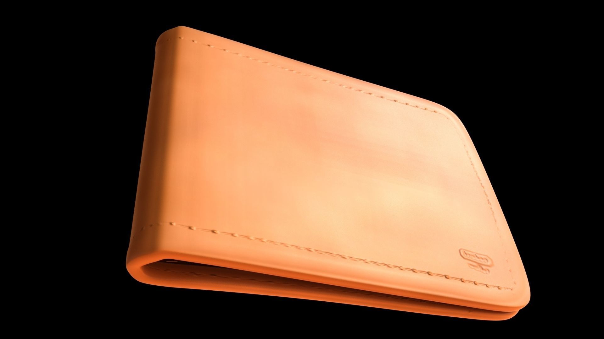 Wallet tan leather bifold 3D model_3