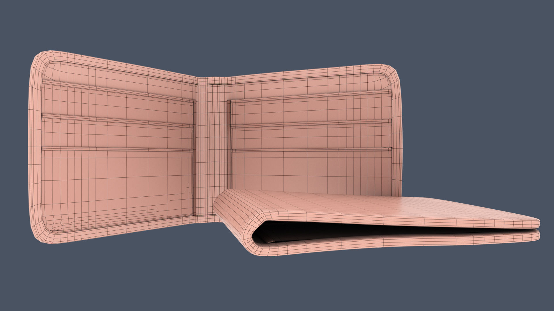 Wallet tan leather bifold 3D model_4