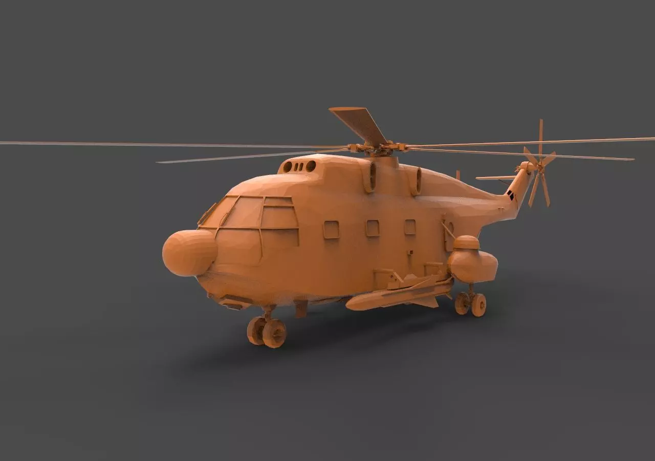 sa321 orange helicopter 3D print model