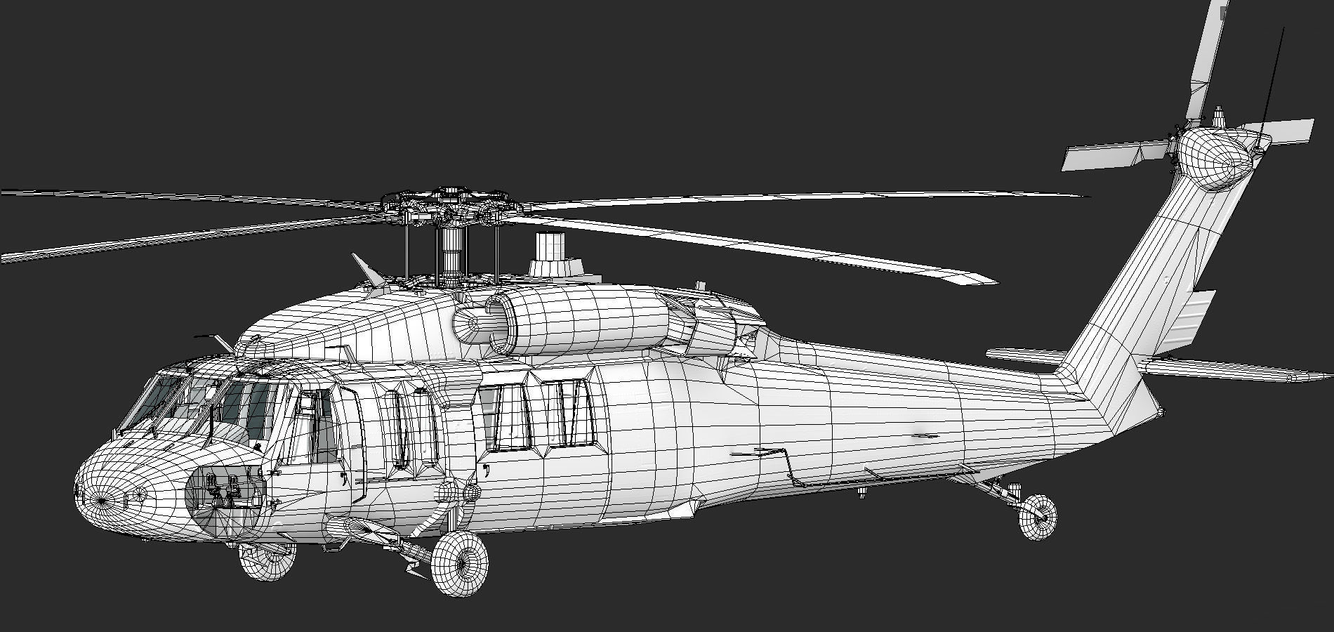 UH 60 black hawk helicopter Low-poly 3D model_23