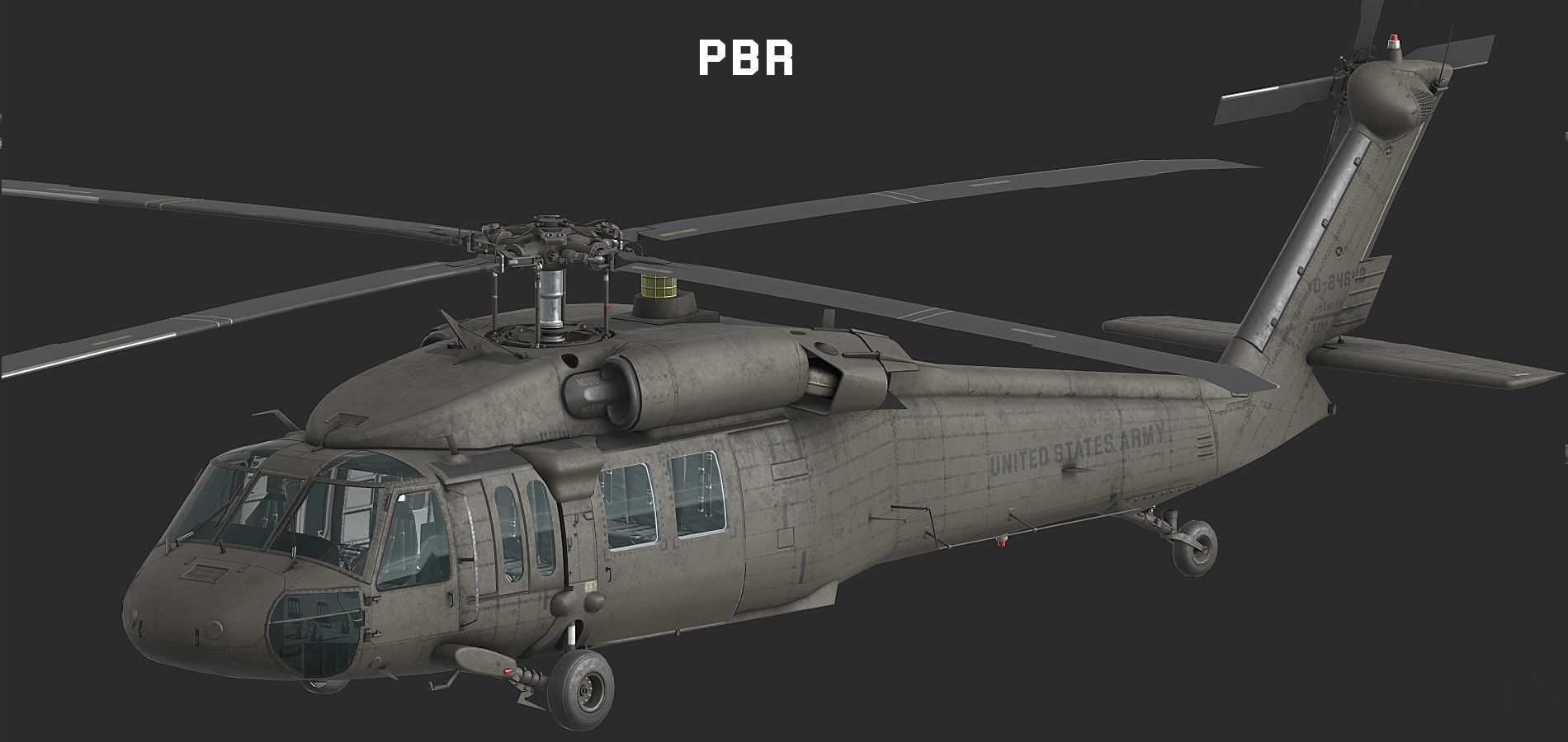 UH 60 black hawk helicopter Low-poly 3D model_6
