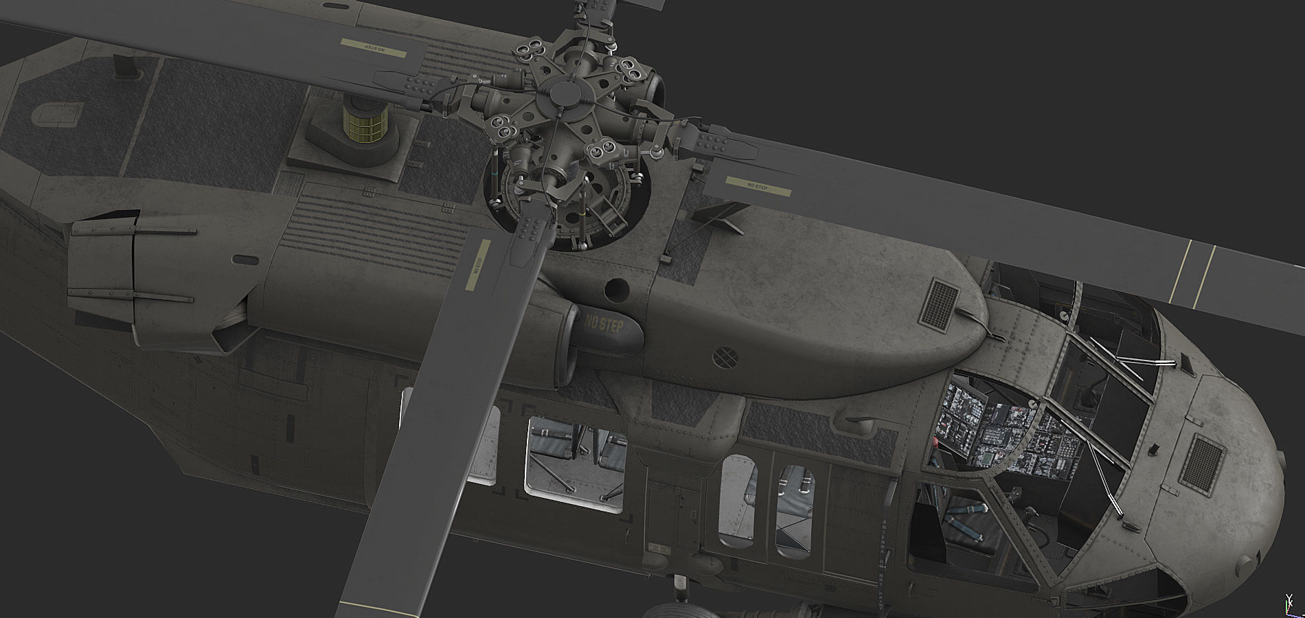 UH 60 black hawk helicopter Low-poly 3D model_13