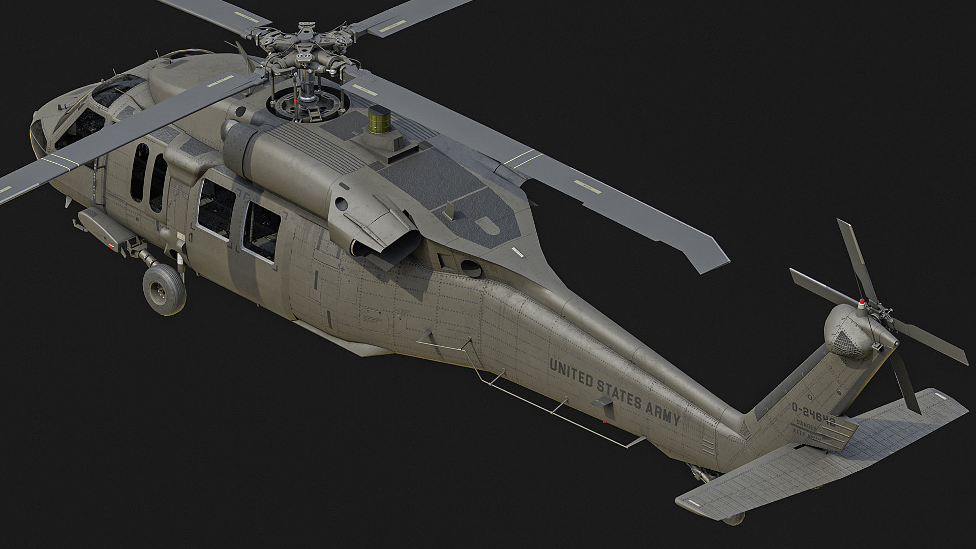 UH 60 black hawk helicopter Low-poly 3D model_3