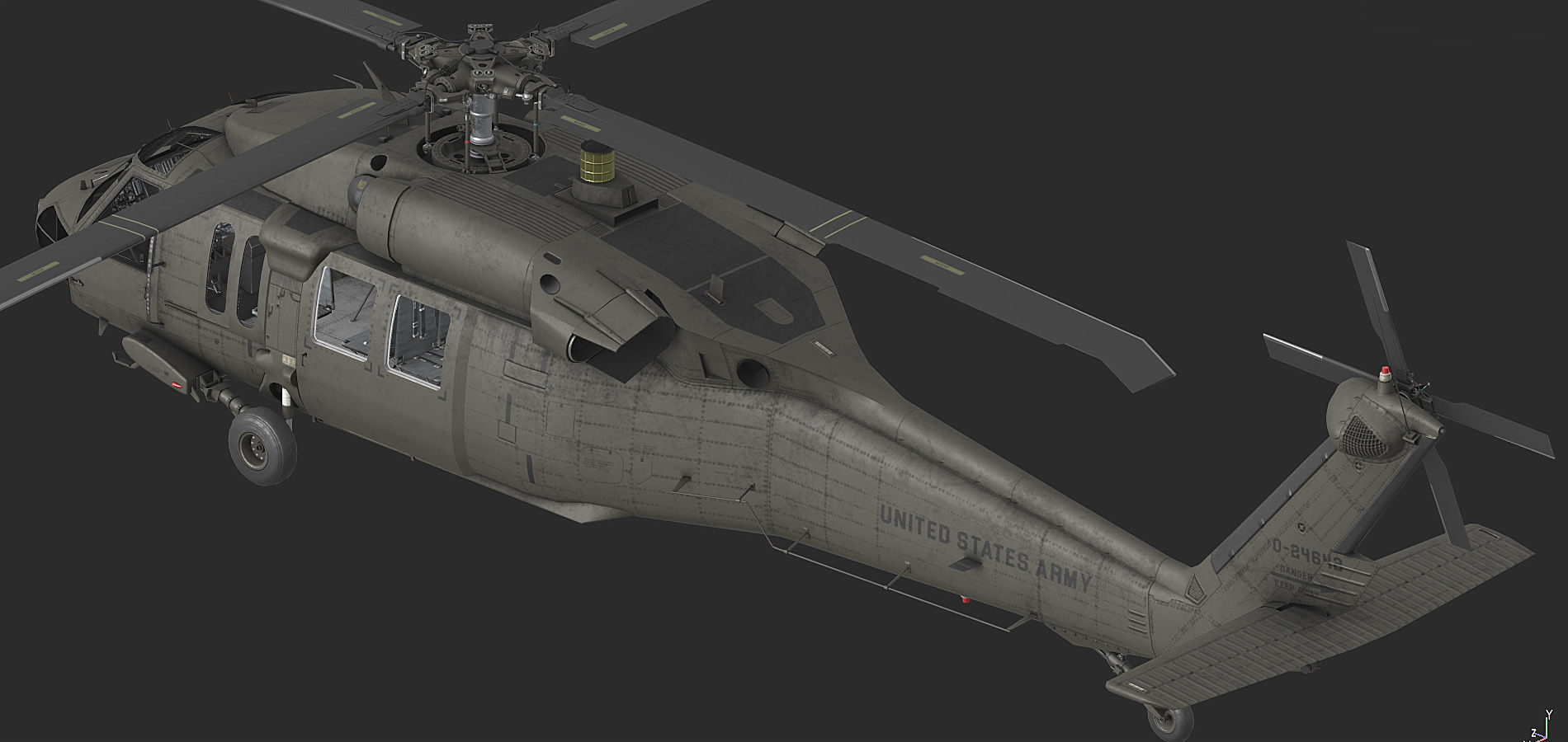 UH 60 black hawk helicopter Low-poly 3D model_9
