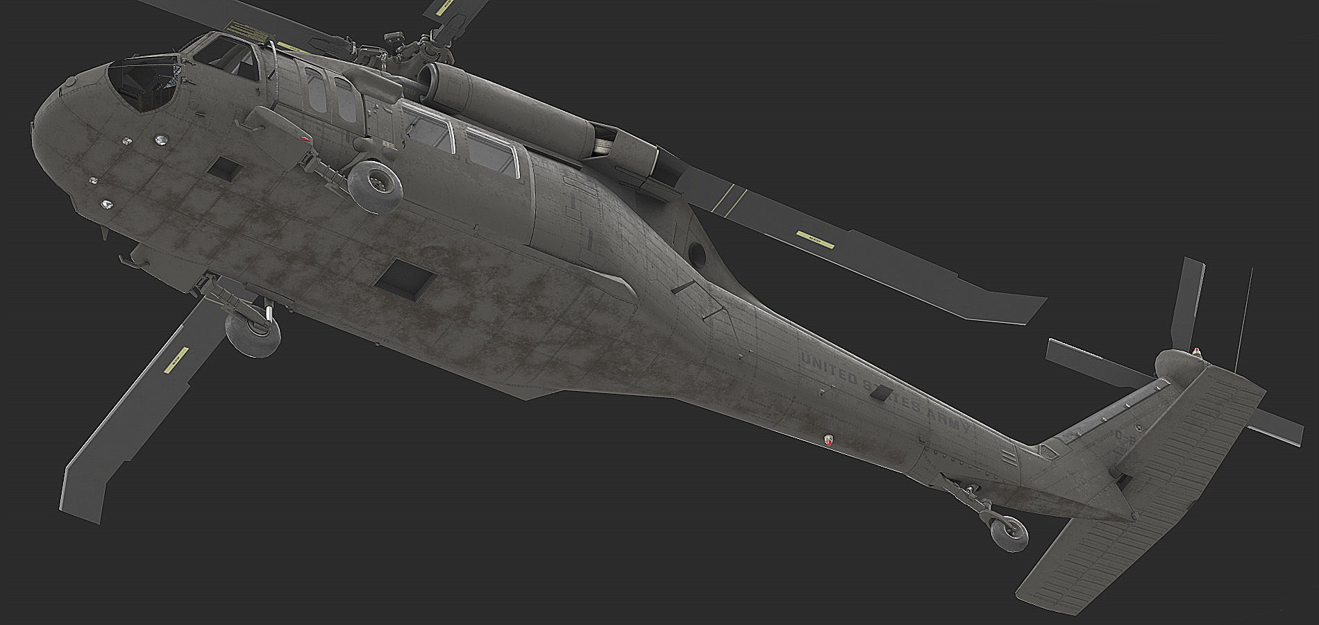 UH 60 black hawk helicopter Low-poly 3D model_10