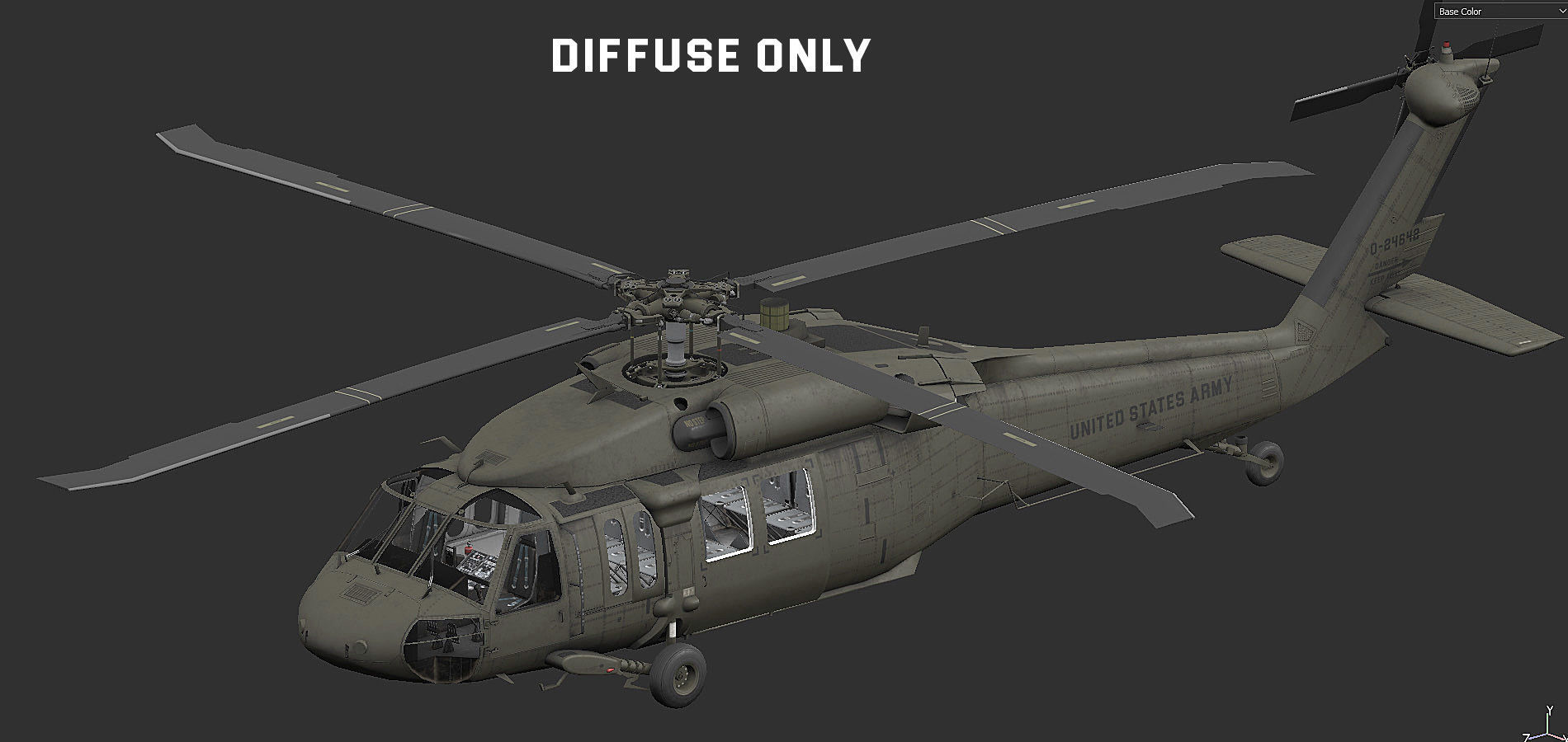 UH 60 black hawk helicopter Low-poly 3D model_7