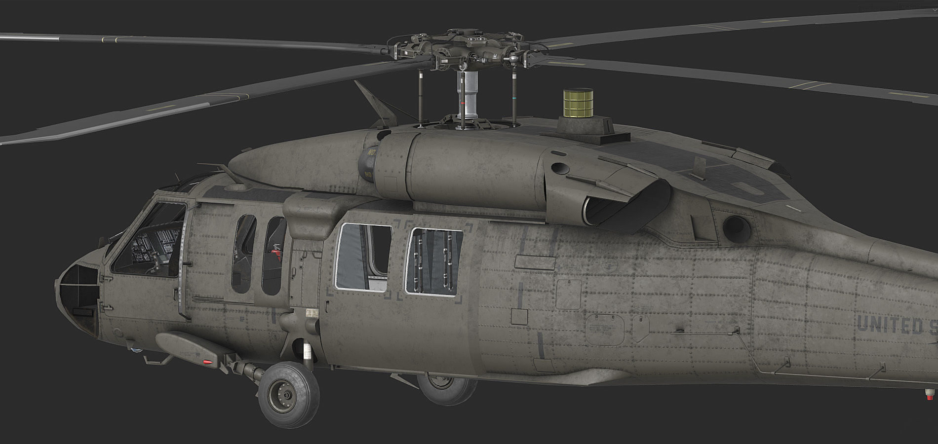 UH 60 black hawk helicopter Low-poly 3D model_8