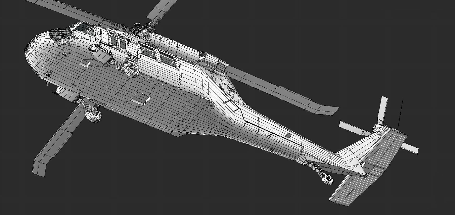 UH 60 black hawk helicopter Low-poly 3D model_25