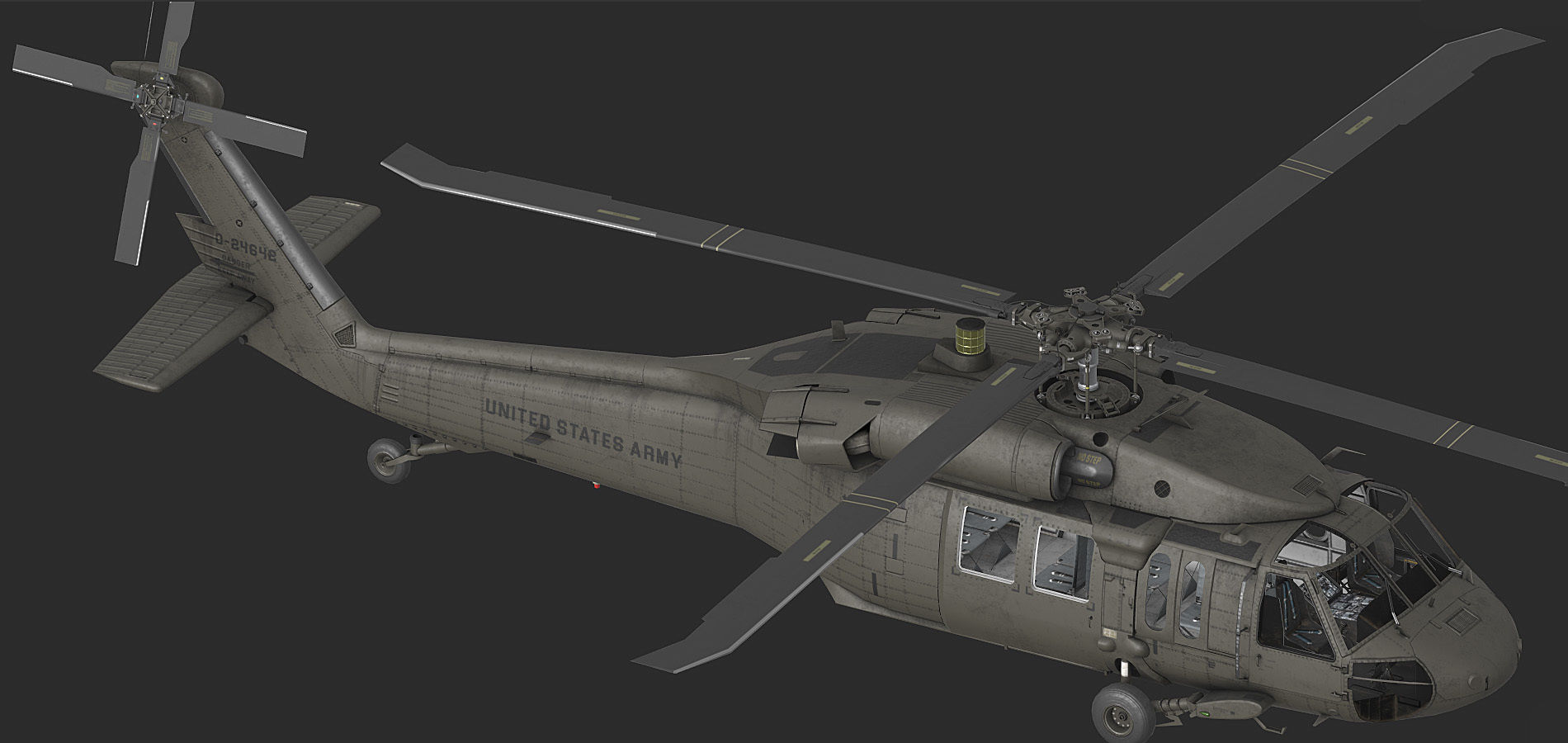 UH 60 black hawk helicopter Low-poly 3D model_12