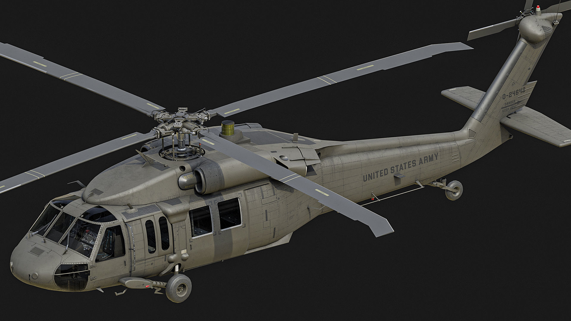 UH 60 black hawk helicopter Low-poly 3D model_1