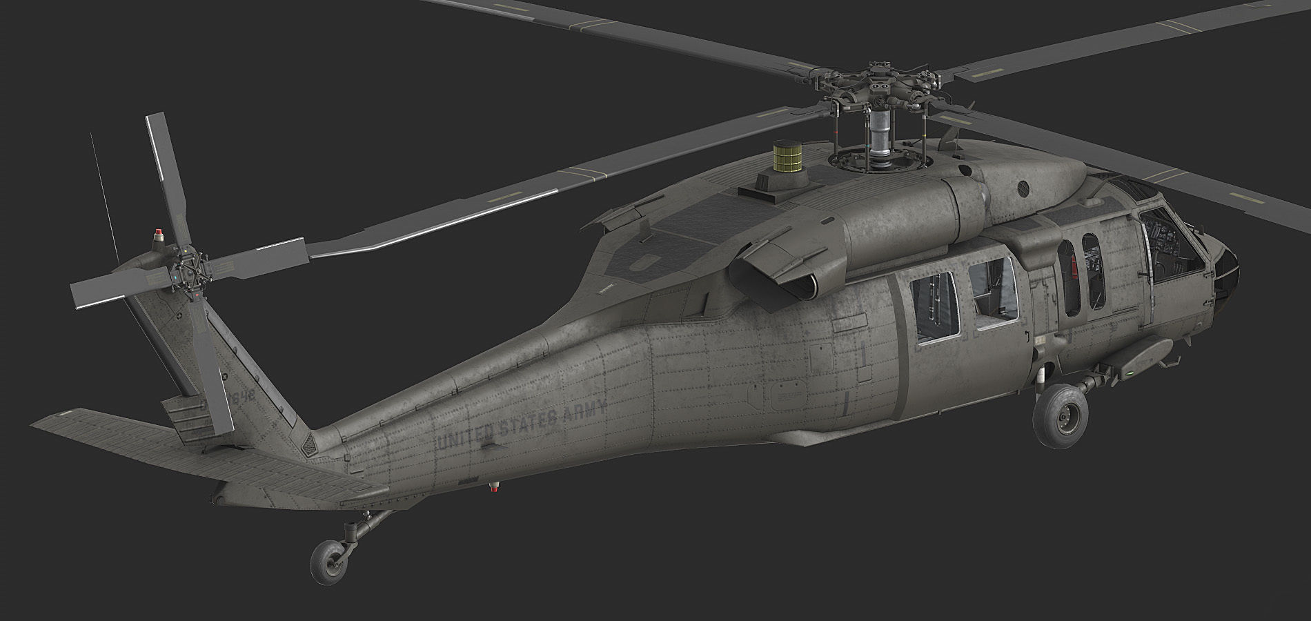 UH 60 black hawk helicopter Low-poly 3D model_11