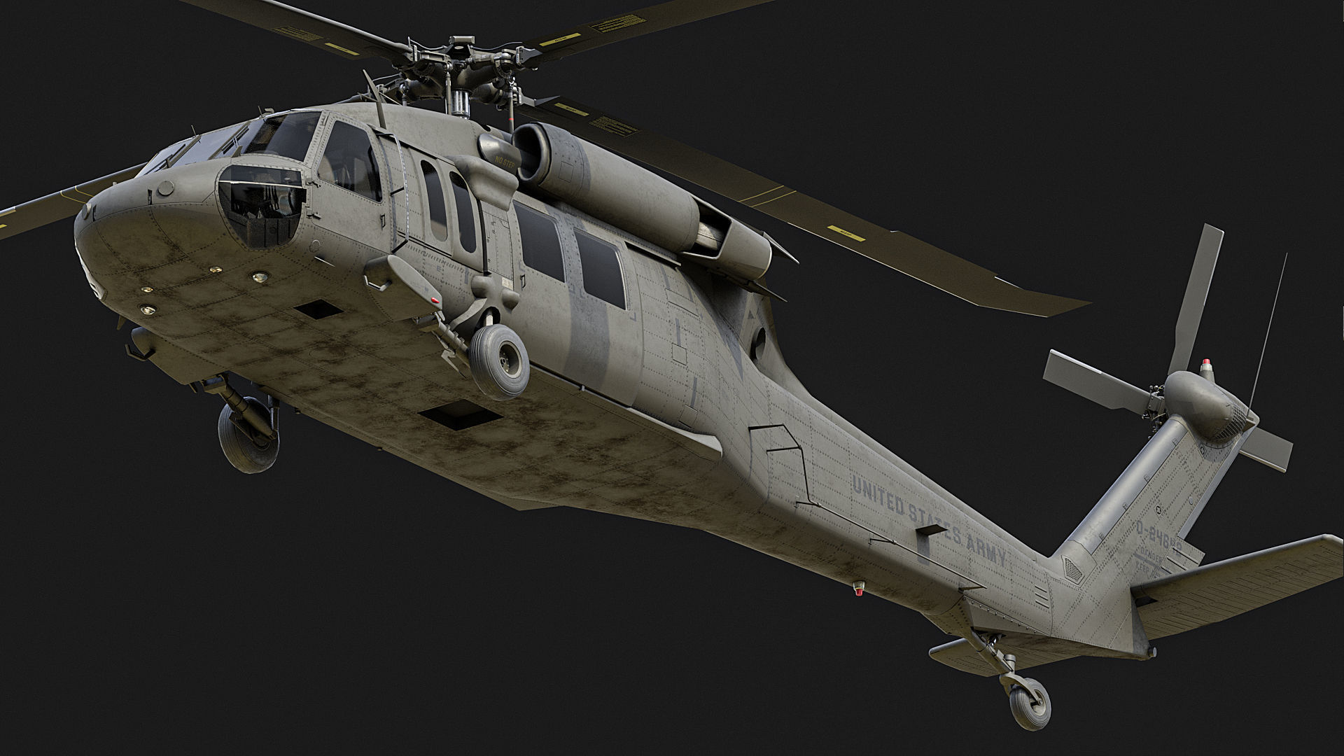 UH 60 black hawk helicopter Low-poly 3D model_2