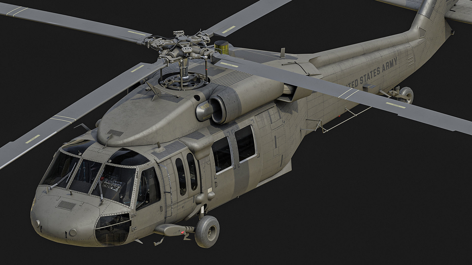 UH 60 black hawk helicopter Low-poly 3D model_4