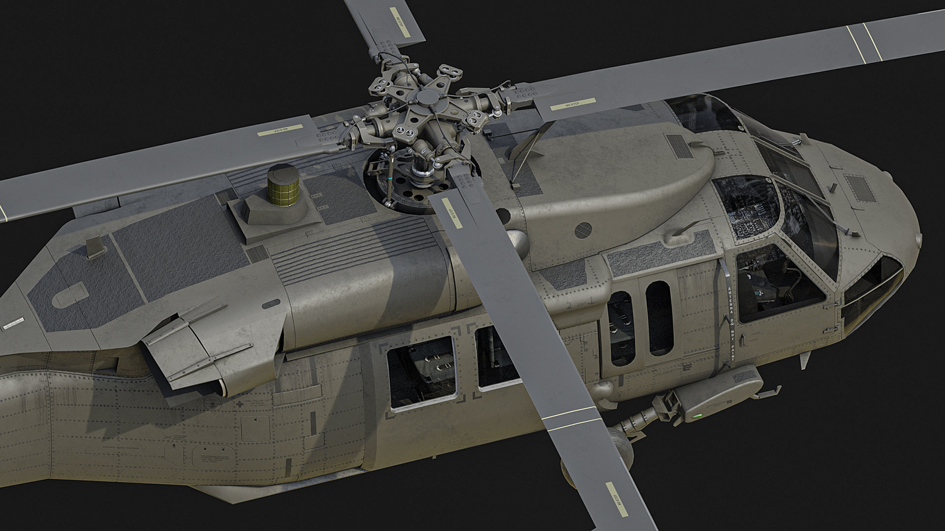 UH 60 black hawk helicopter Low-poly 3D model_5