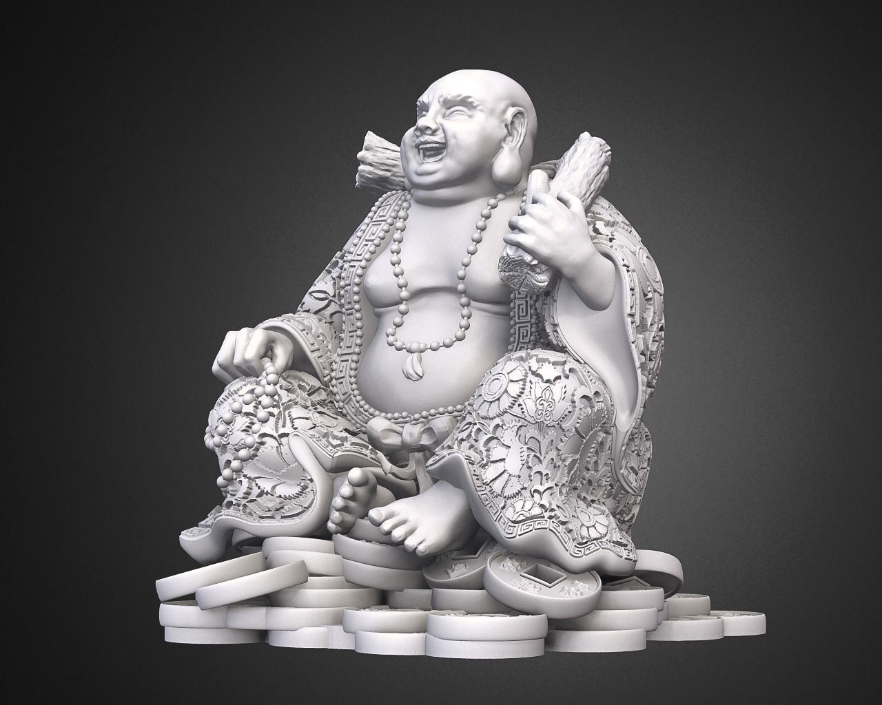 Laughing Buddha Chinese God 3D print model_2