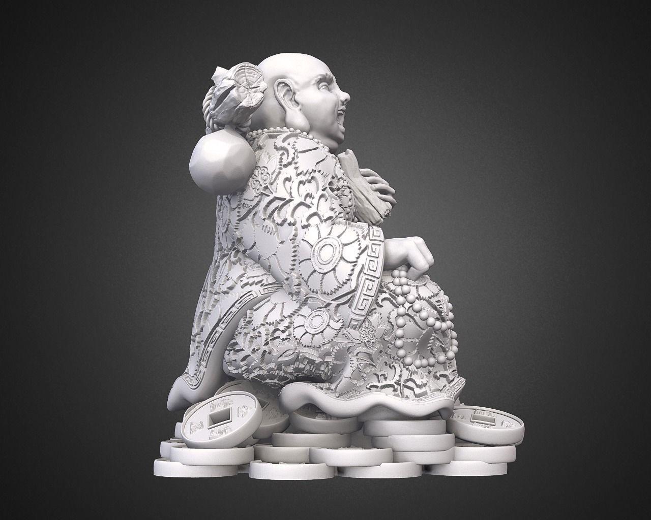 Laughing Buddha Chinese God 3D print model_6
