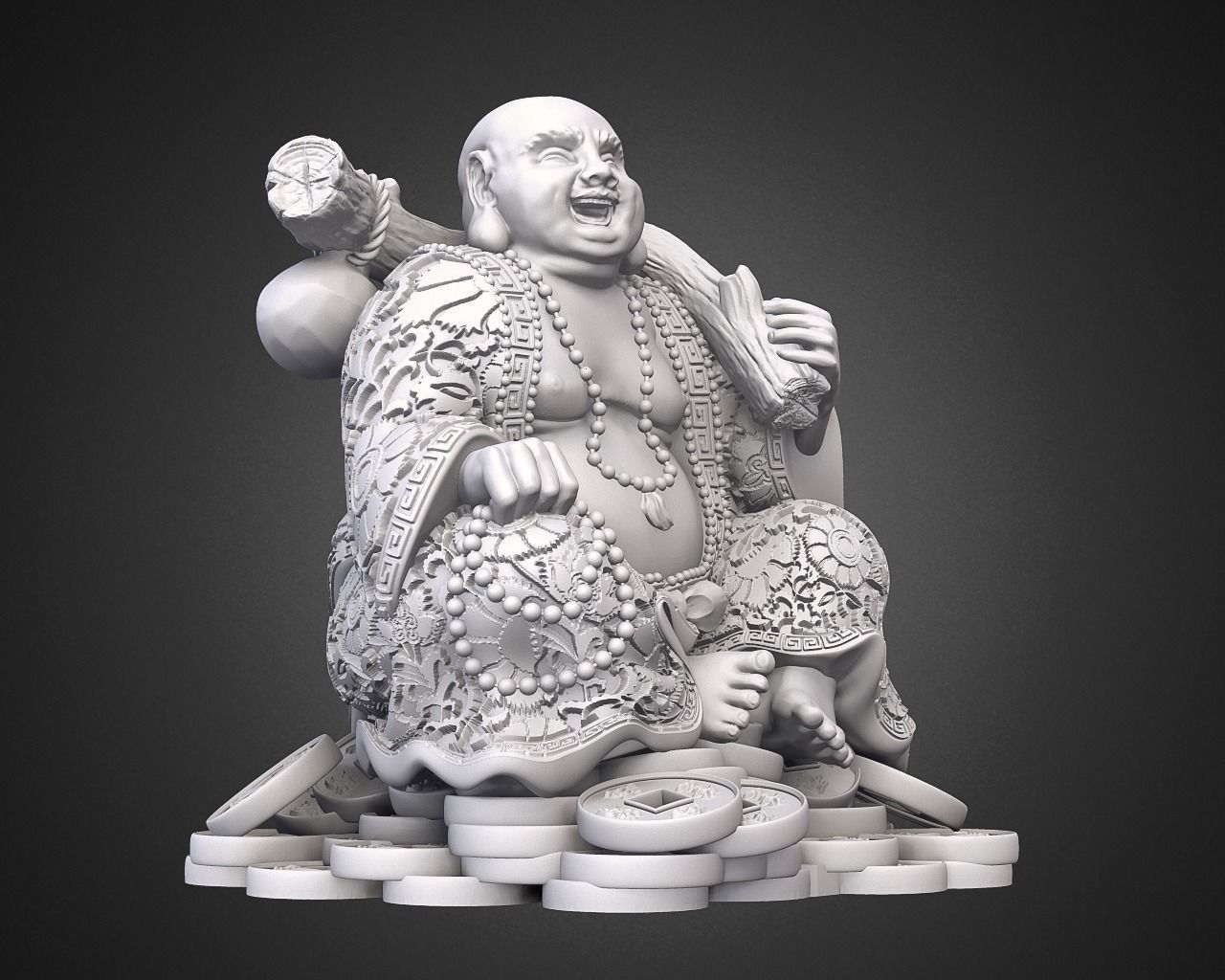 Laughing Buddha Chinese God 3D print model_8