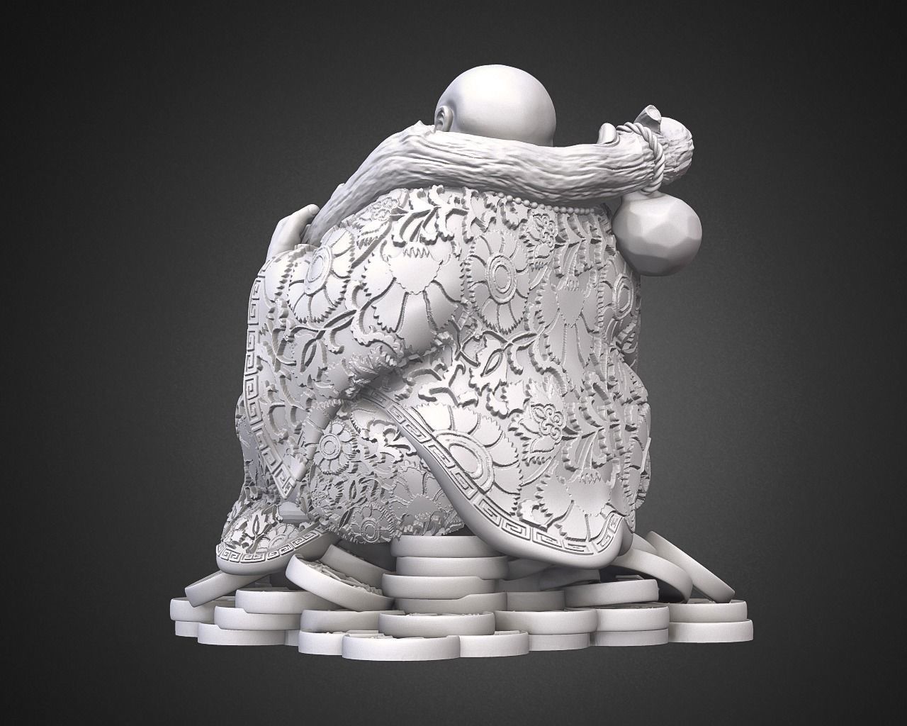 Laughing Buddha Chinese God 3D print model_4
