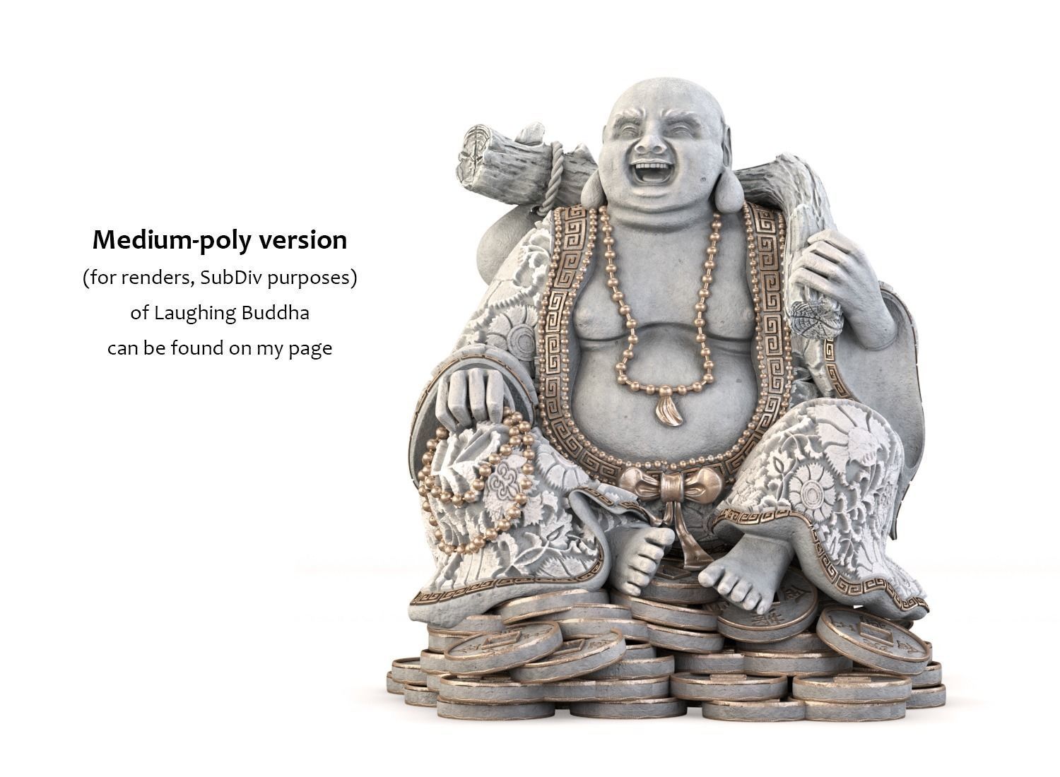 Laughing Buddha Chinese God 3D print model_19