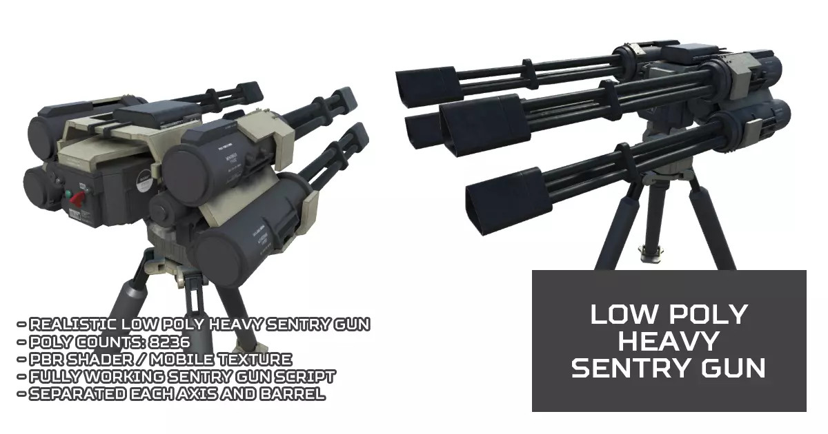 Low Poly Heavy Sentry Gun Low-poly 3D model