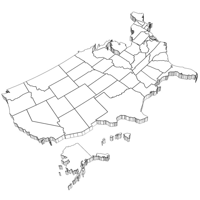 United States of America Map 3D model_2