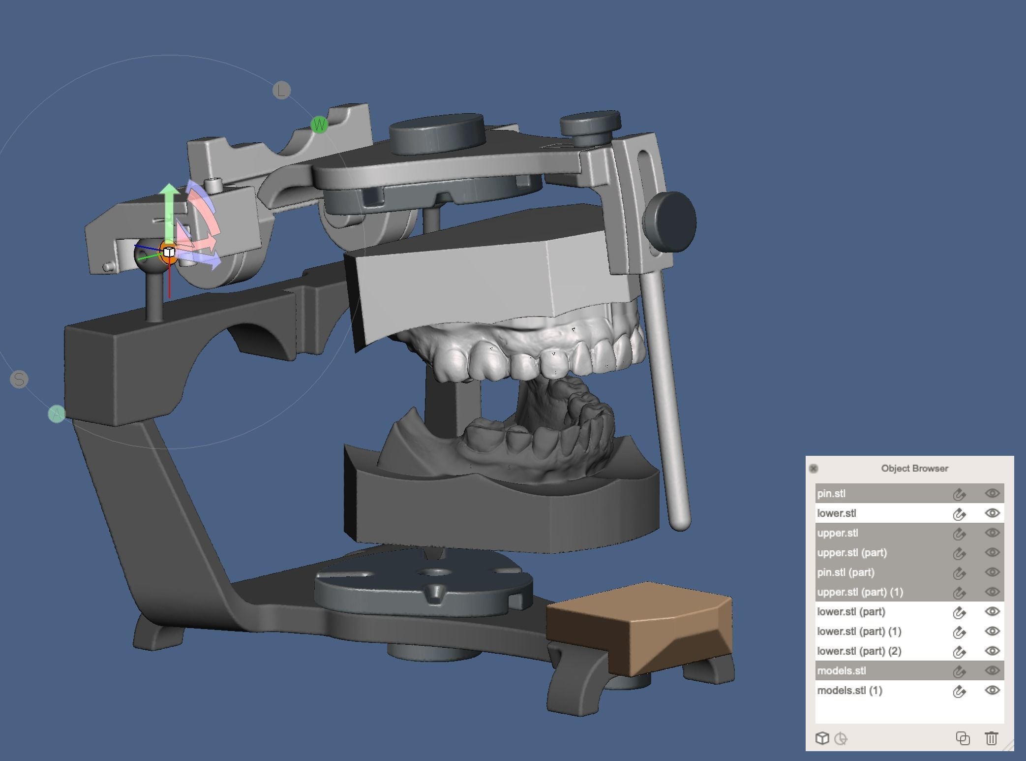 Denar type dental articulator in STL 3D print model_7