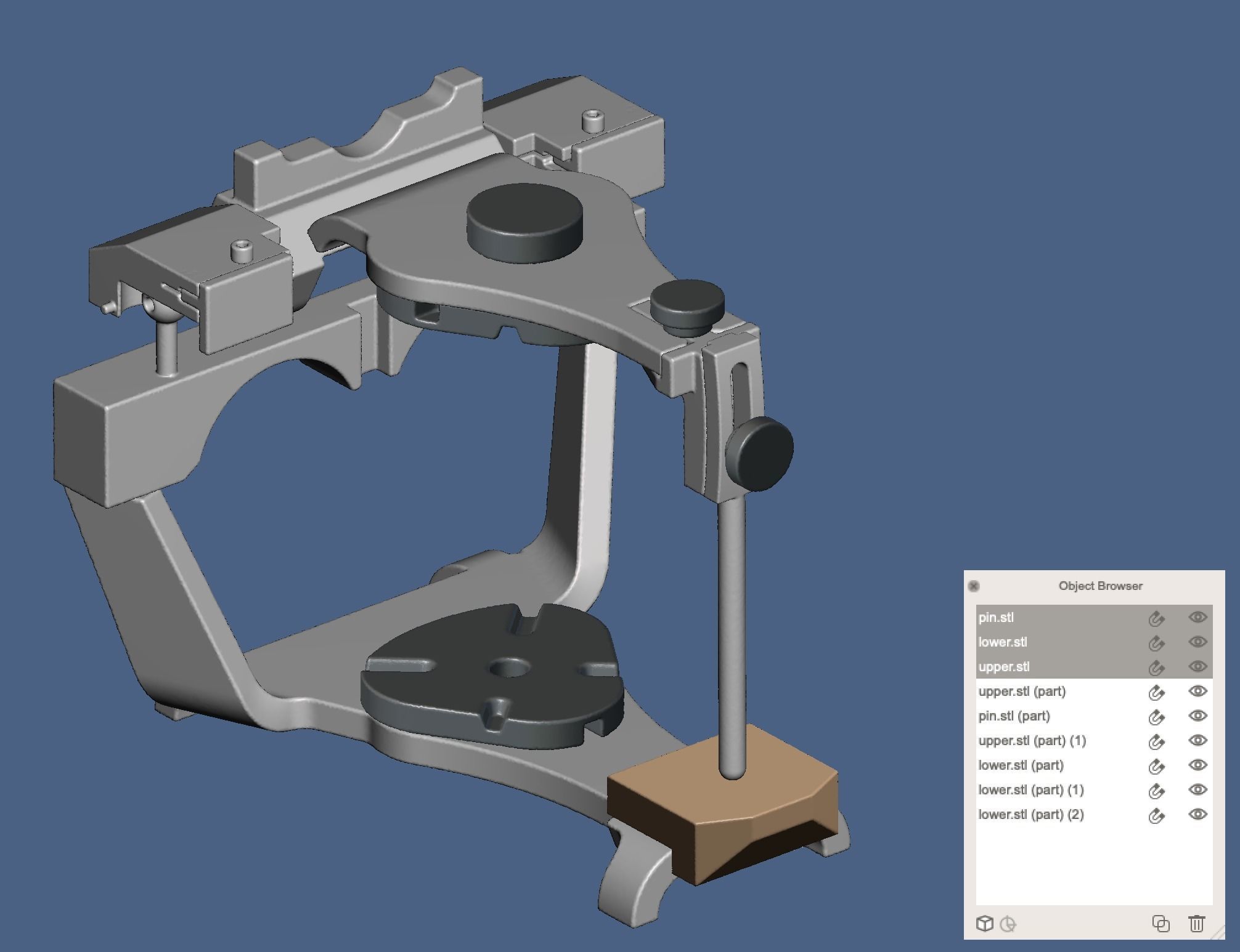 Denar type dental articulator in STL 3D print model_3