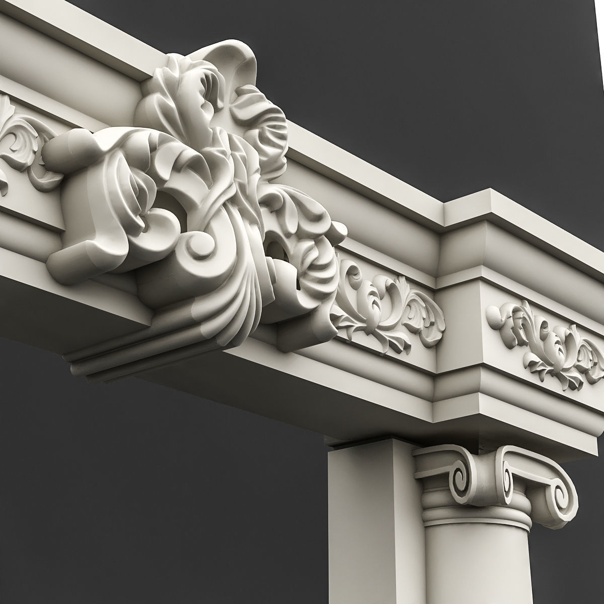 classic patterned door 03 3D model_3