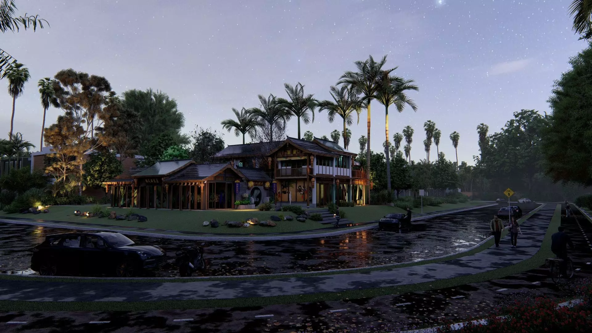 Sihe House with Chinese characteristics Low-poly 3D model_0