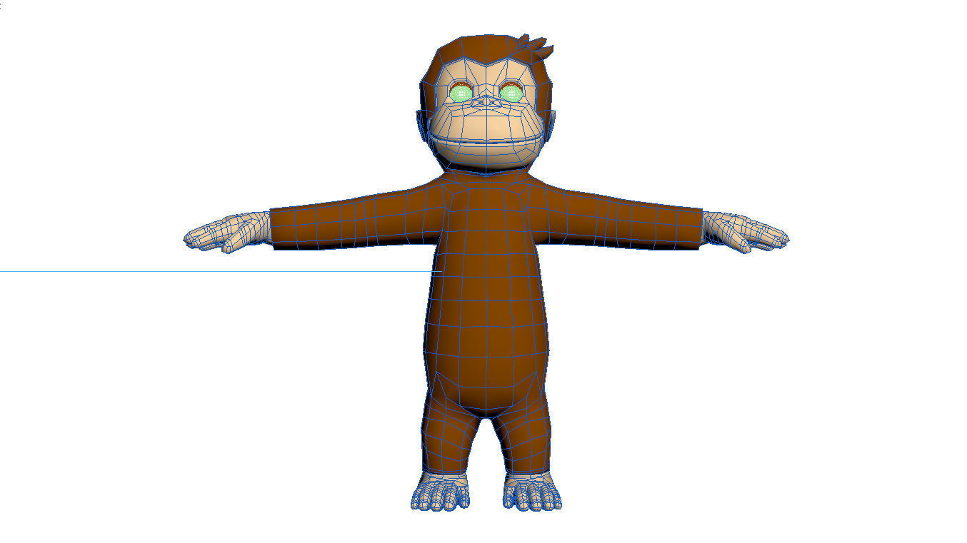 Cartoon Monkey Character  3D model Rigged 3D model_5