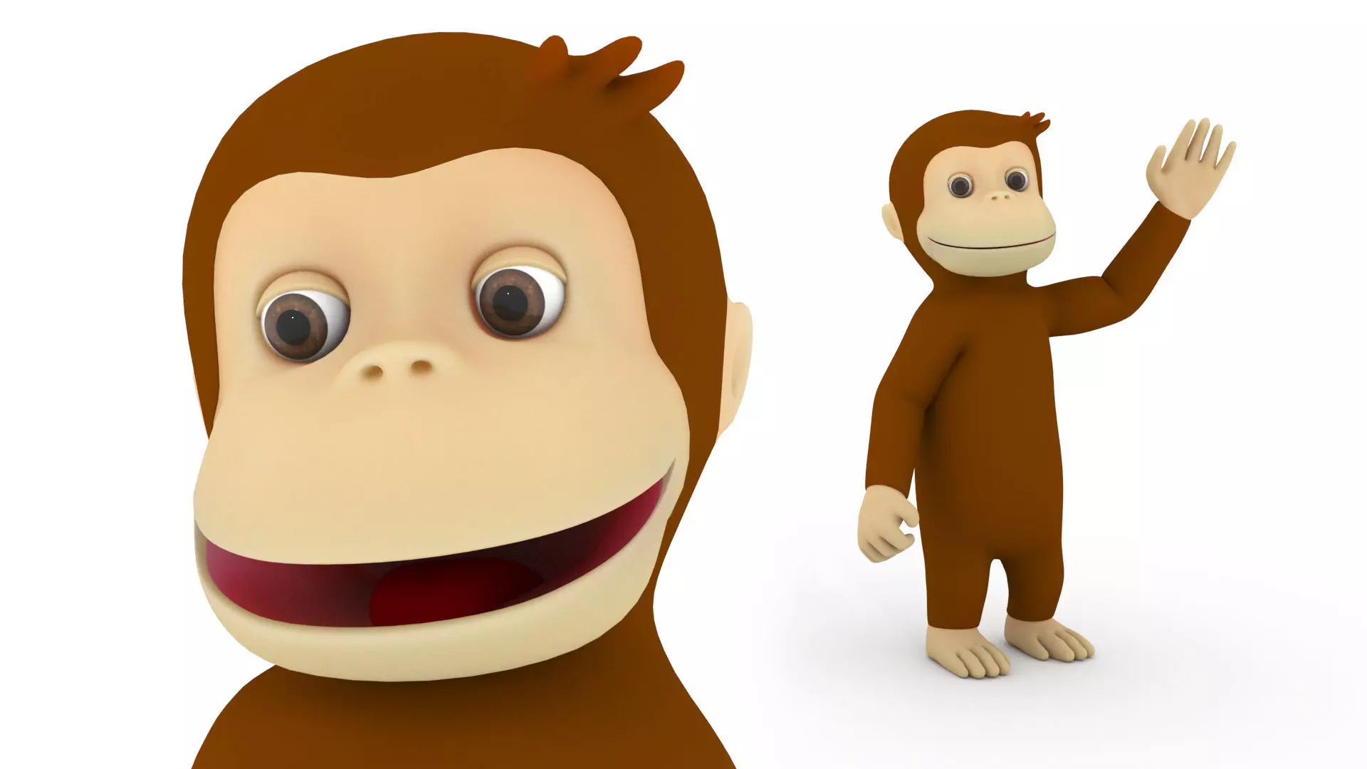Cartoon Monkey Character  3D model Rigged 3D model_0