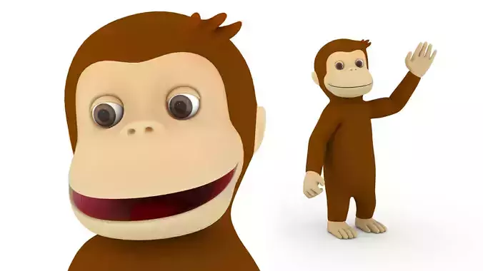 Cartoon Monkey Character  3D model Rigged
