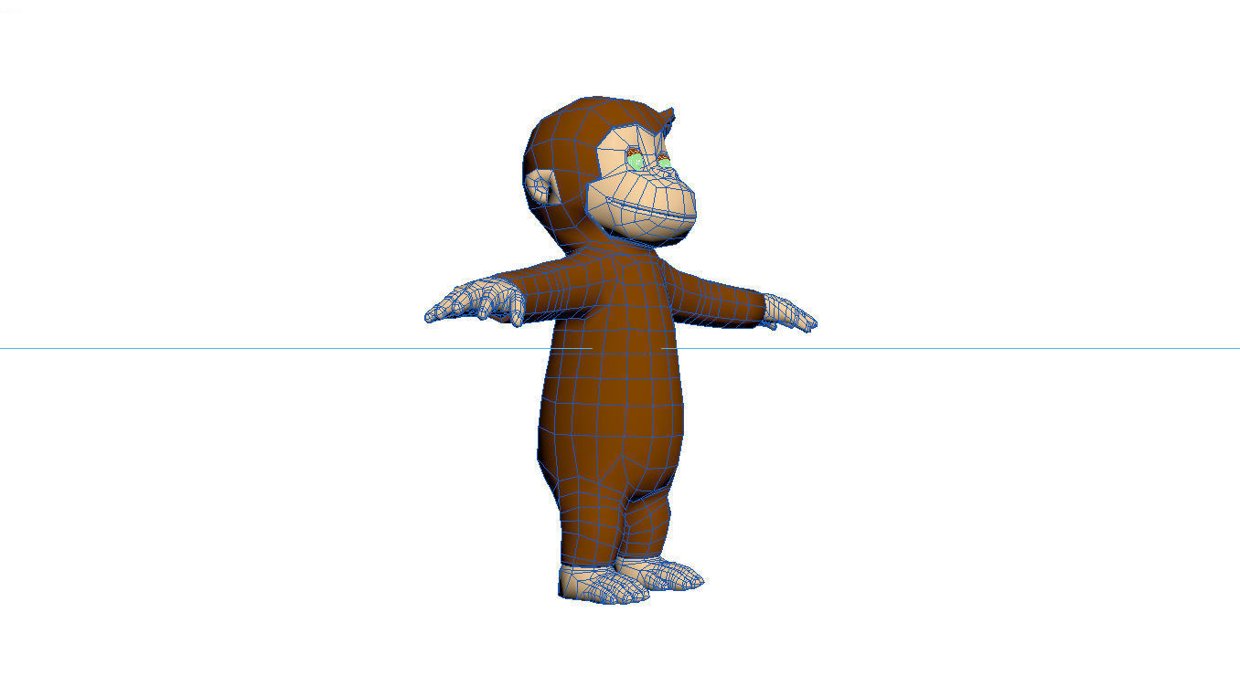 Cartoon Monkey Character  3D model Rigged 3D model_6