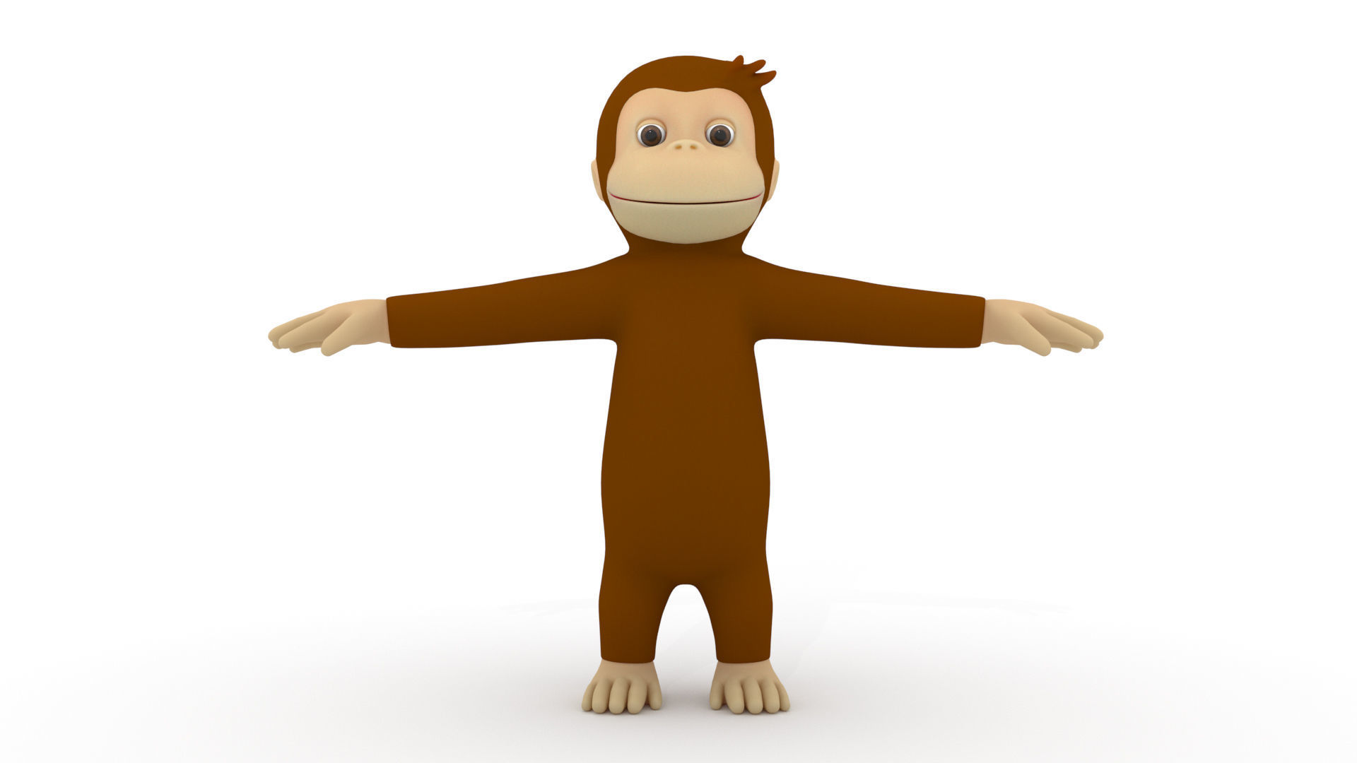Cartoon Monkey Character  3D model Rigged 3D model_1