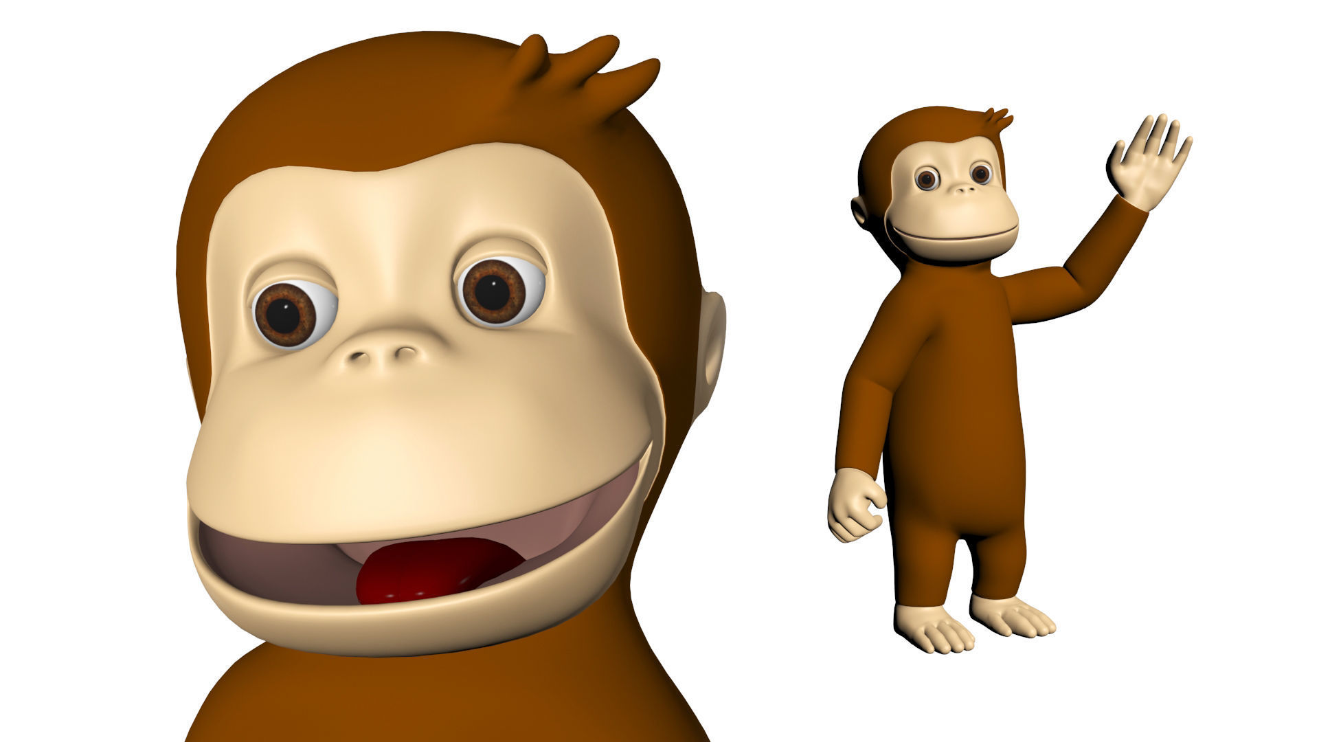 Cartoon Monkey Character  3D model Rigged 3D model_17