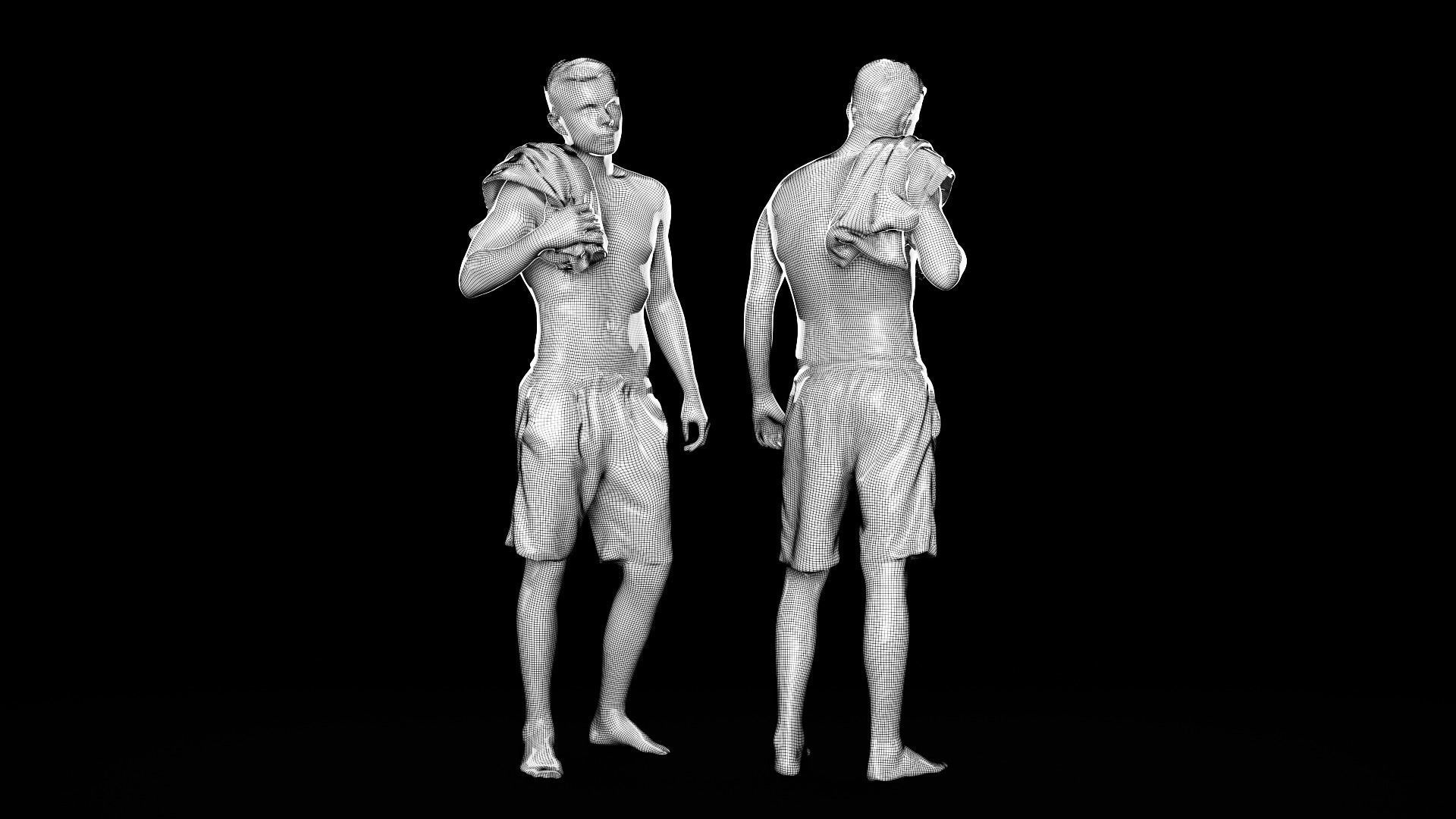 Couple with bath towels 07 Low-poly 3D model_9