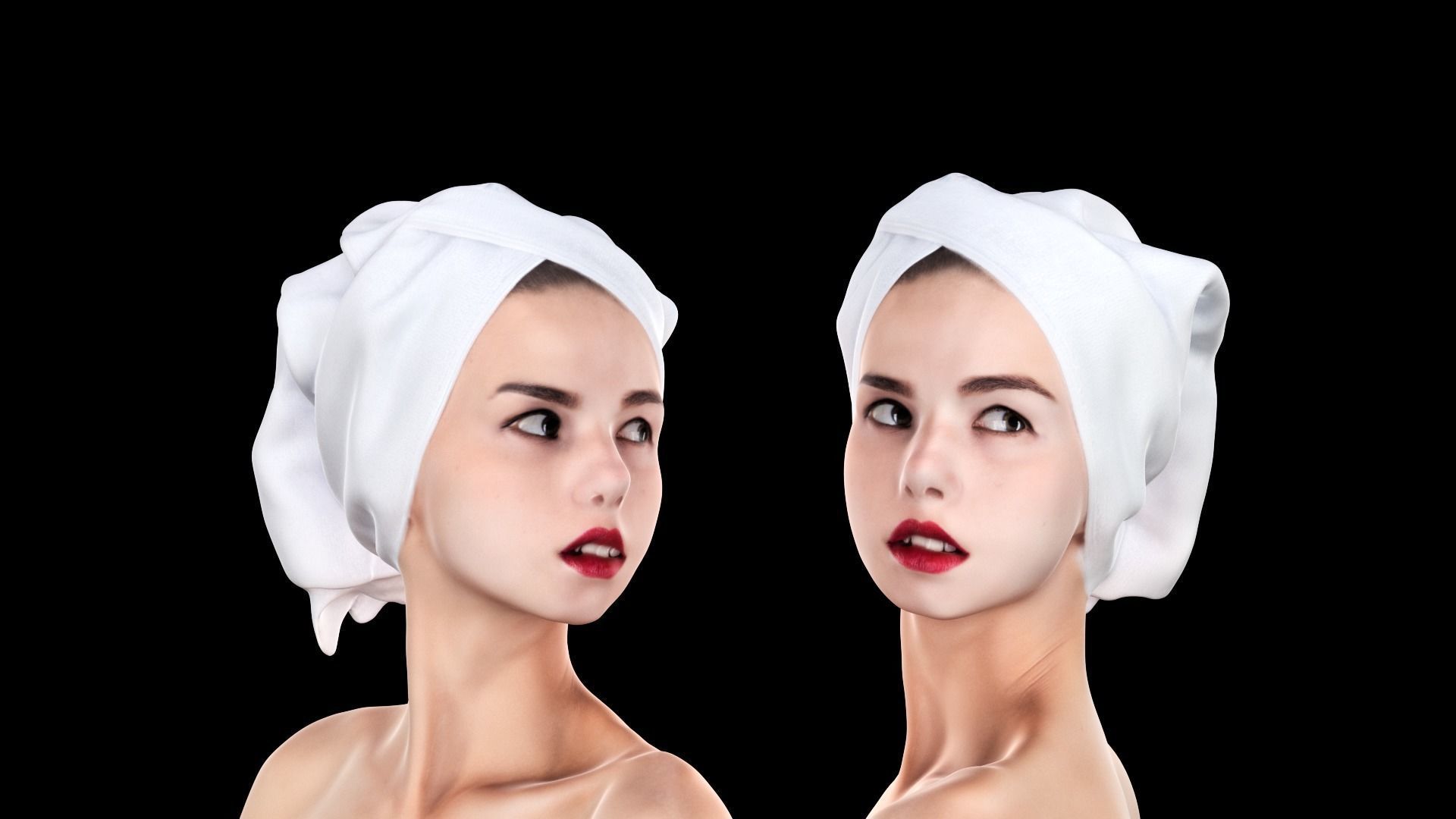 Couple with bath towels 07 Low-poly 3D model_15