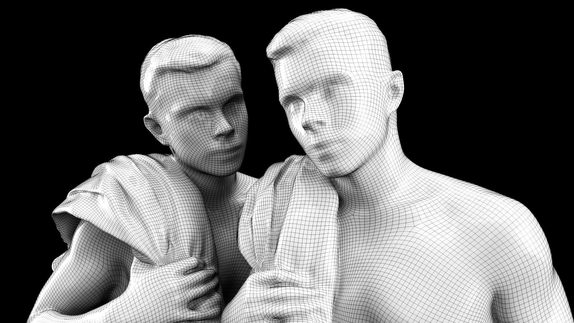 Couple with bath towels 07 Low-poly 3D model_10