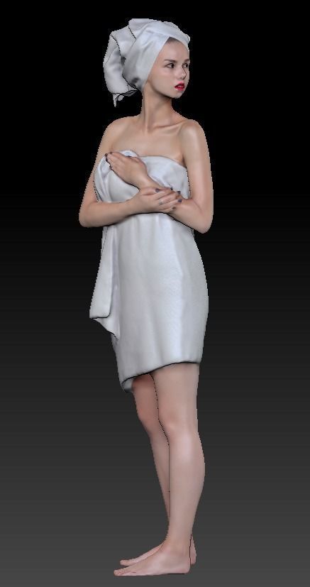 Couple with bath towels 07 Low-poly 3D model_21